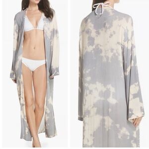 NWT Surf Gypsy Cloudy Tie Dye Kimono in Cream and Gray, size Large